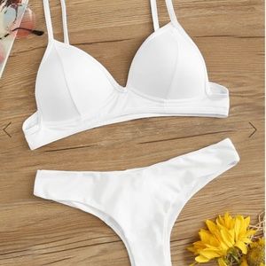 Spaghetti Strap Top With Cheeky Bikini Set